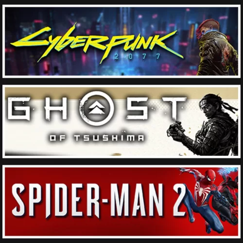 Cyberpunk +Ghost Of Tsushima +Spider Man 2